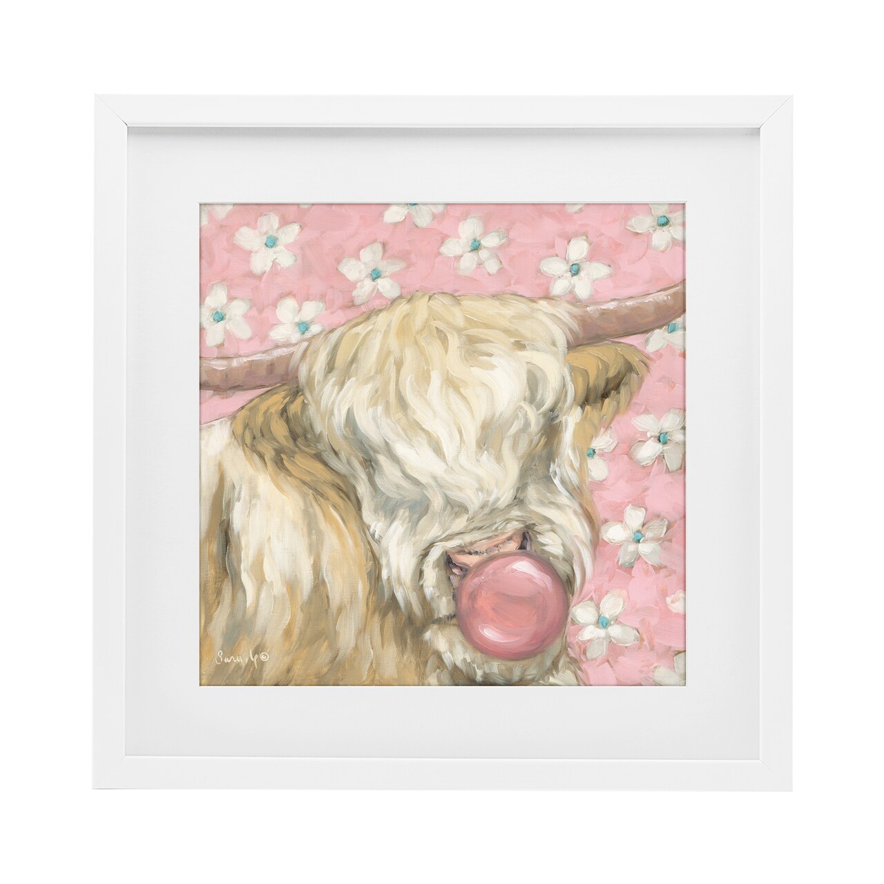 Stupell Industries Bubblegum Cutie Cattle Framed Print Under Glass, design by Sara G. Designs